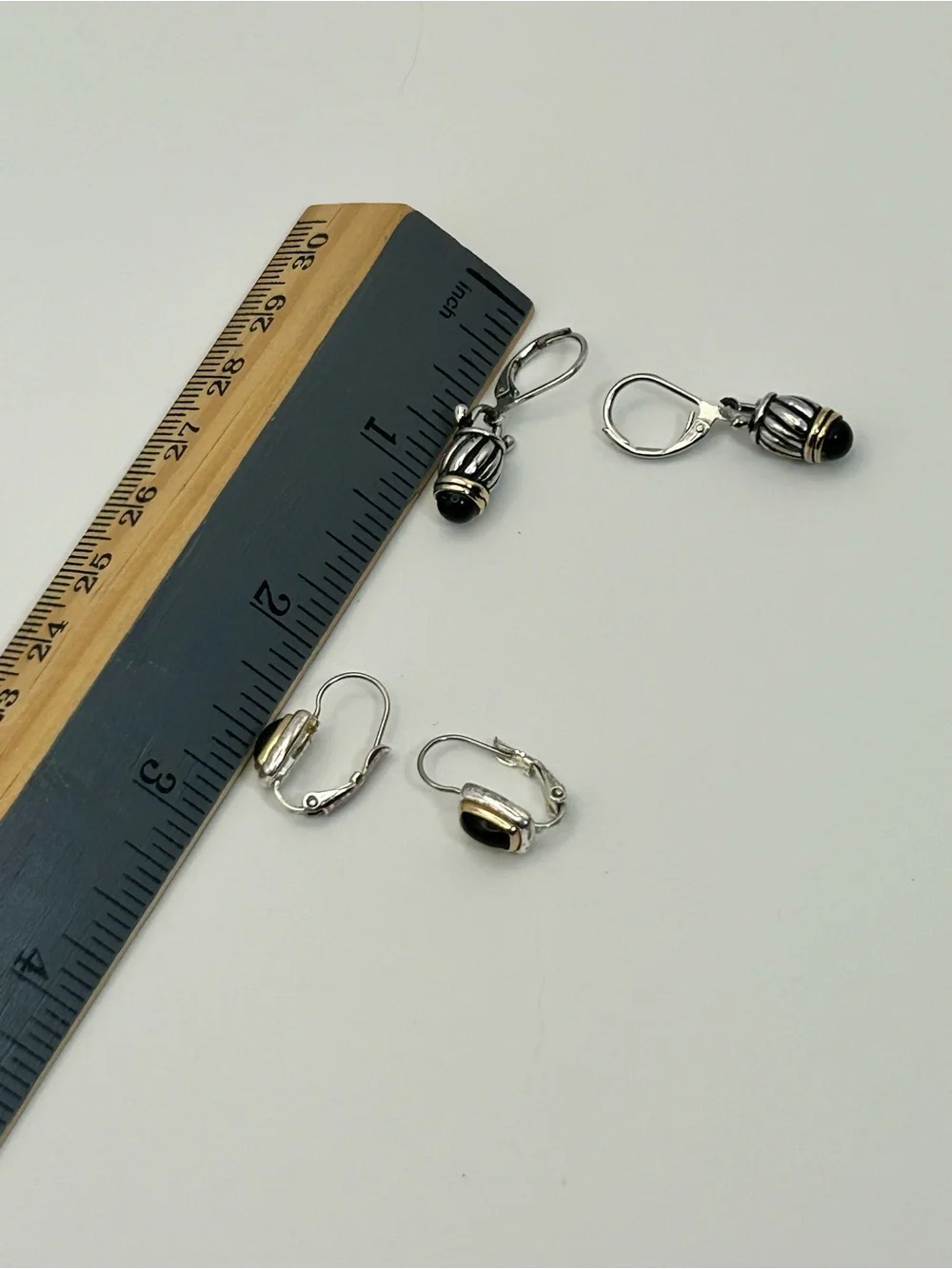 Tri-tone Gold Silver Black Earrings Qty 2 Pairs Lever Backs